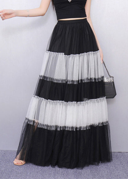 Boho Colorblock Exra Large Hem Patchwork Tulle Skirt Summer