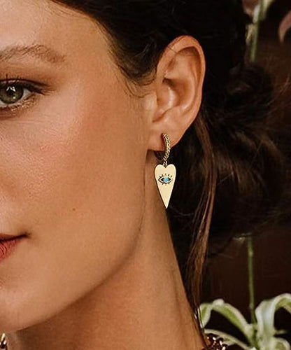 Boho Copper Overgild Inlaid Zircon Love Eyes Drop Earrings