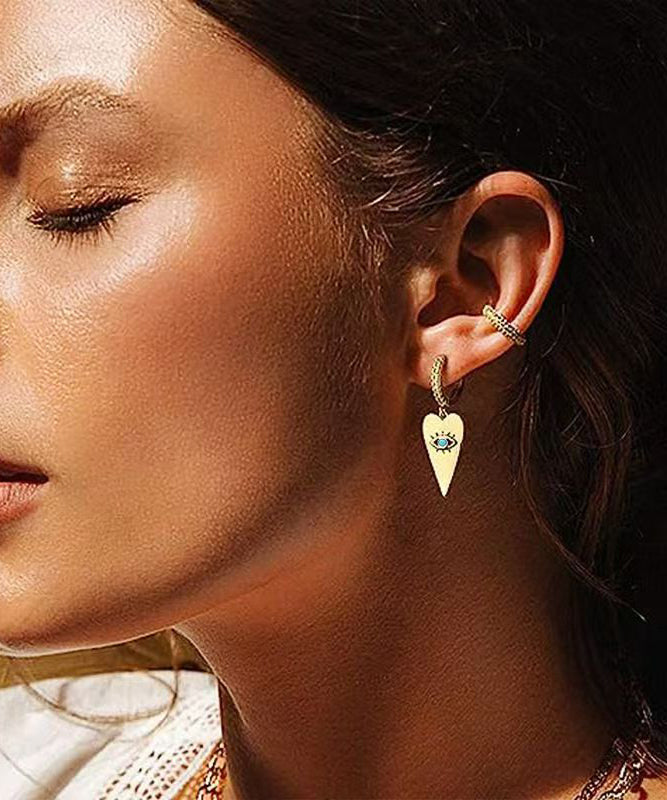 Boho Copper Overgild Inlaid Zircon Love Eyes Drop Earrings