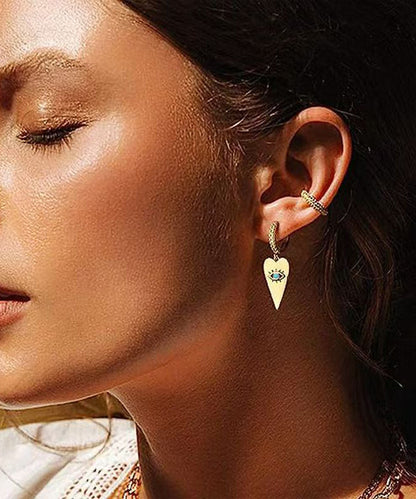 Boho Copper Overgild Inlaid Zircon Love Eyes Drop Earrings