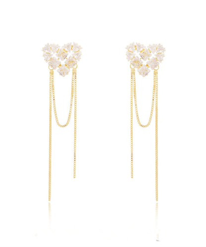 Pendientes bohemios con borlas de circonitas doradas y cobre