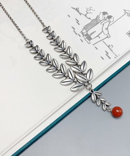 Collar con colgante de plata estilo bohemio con diseño de espiga de trigo y patchwork para mujer