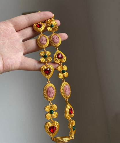 Collar bohemio de princesa con diseño floral de circonita y aleación de oro