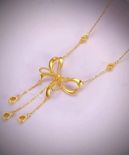 Boho Gold Kupfer Overgild Bow Love Quasten Anhänger Halskette