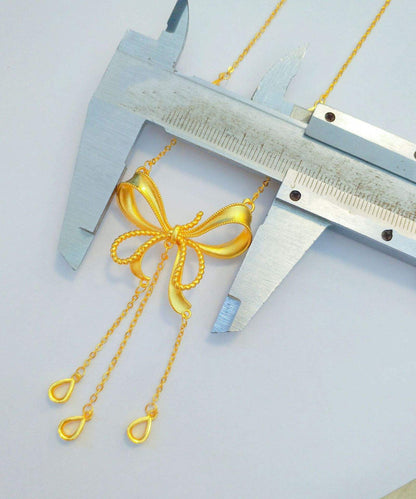 Boho Gold Kupfer Overgild Bow Love Quasten Anhänger Halskette