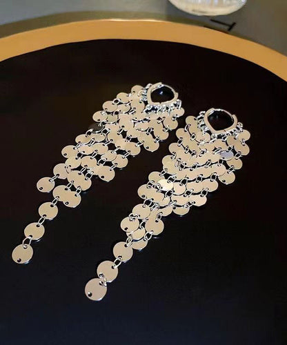 Boho Gold Metall Pailletten Quaste Tropfen Ohrringe