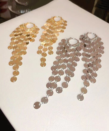 Boho Gold Metall Pailletten Quaste Tropfen Ohrringe