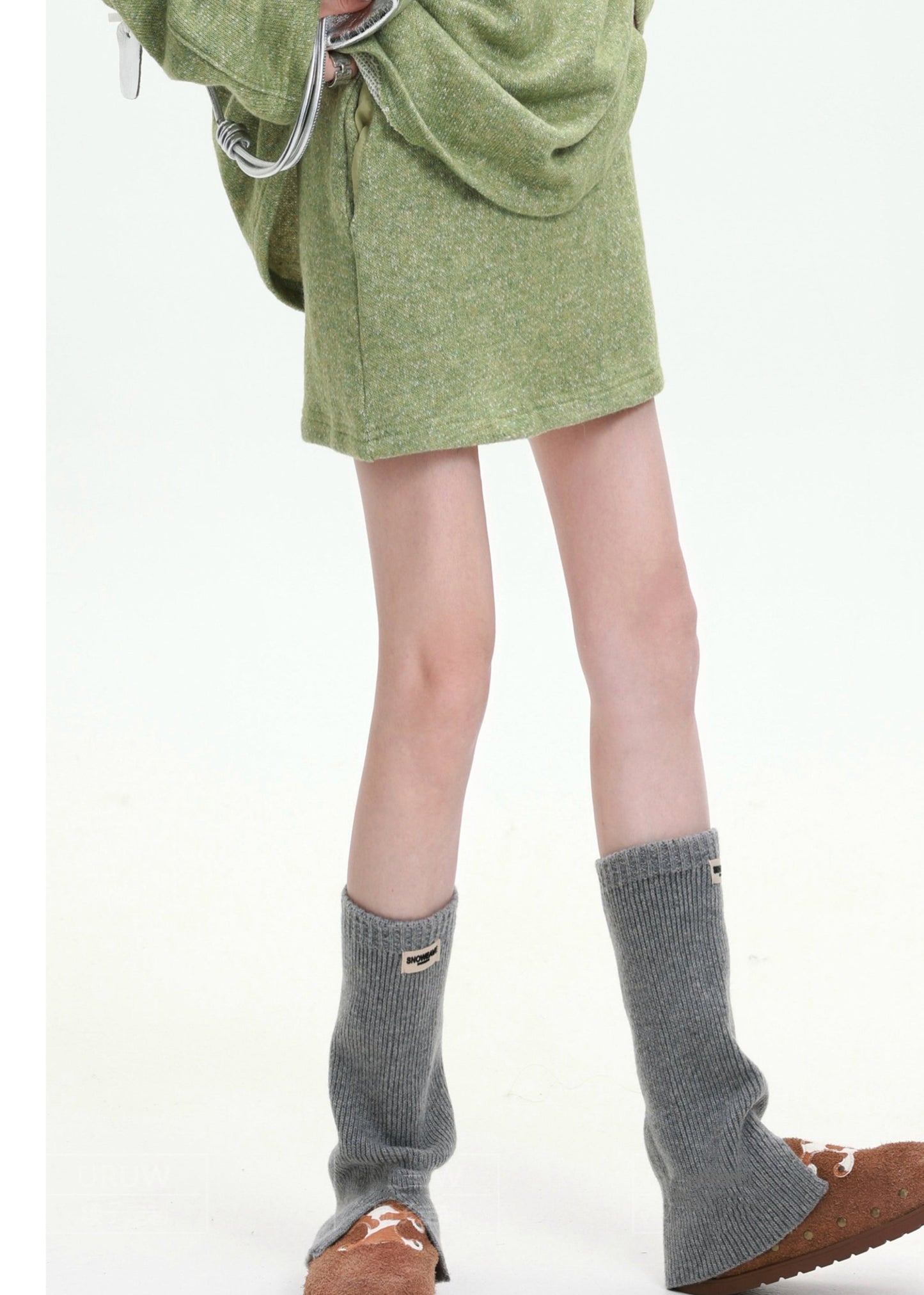 Boho Grass Green Oversized Wool Knit Women Sets 2 Pieces Spring