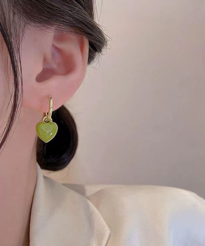 Pendientes colgantes de aleación verde bohemio con aceite de amor