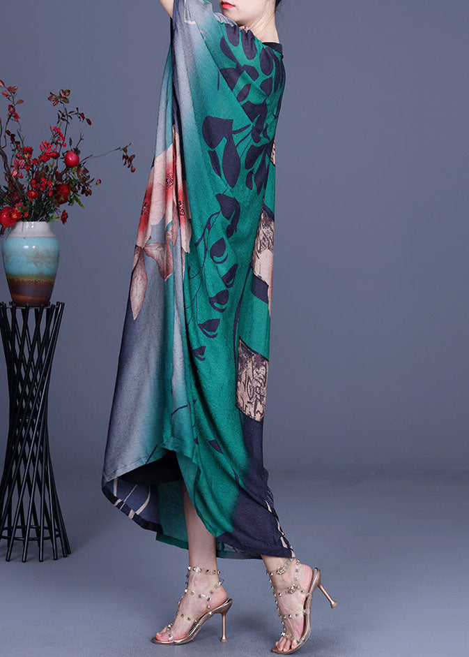 Boho-Kleid mit grünem Knopfdruck und halblangen Ärmeln