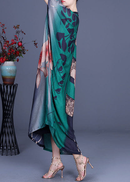 Boho-Kleid mit grünem Knopfdruck und halblangen Ärmeln