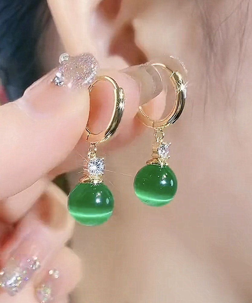 Pendientes colgantes de ópalo con incrustaciones de cobre verde bohemio