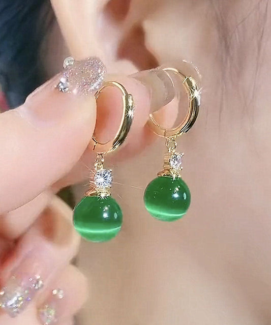 Pendientes colgantes de ópalo con incrustaciones de cobre verde bohemio
