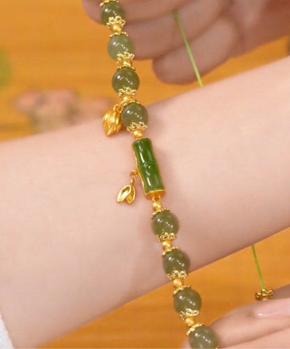 Boho Grünes Jade Bambus Charm Armband
