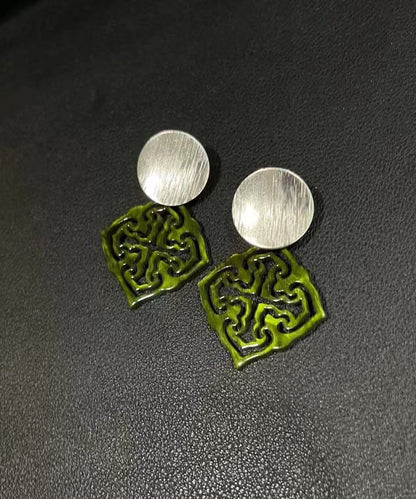 Boho-Ohrringe in Grün aus Sterlingsilber und Acryl mit hohler Wolkenform