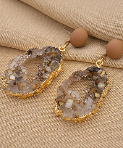 Boho Grüne Sterling Silber Legierung Smaragd Asymmetrische Tropfen Ohrringe