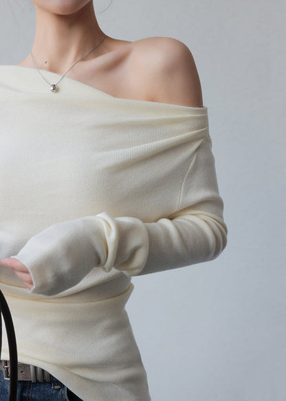 Boho Grey Cold Shoulder Silm Fit Knit Sweater Tops Spring