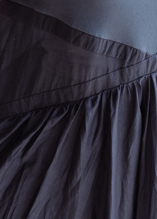 Boho Grau Patchwork Baumwolle Party Mode Kleid Kurzarm