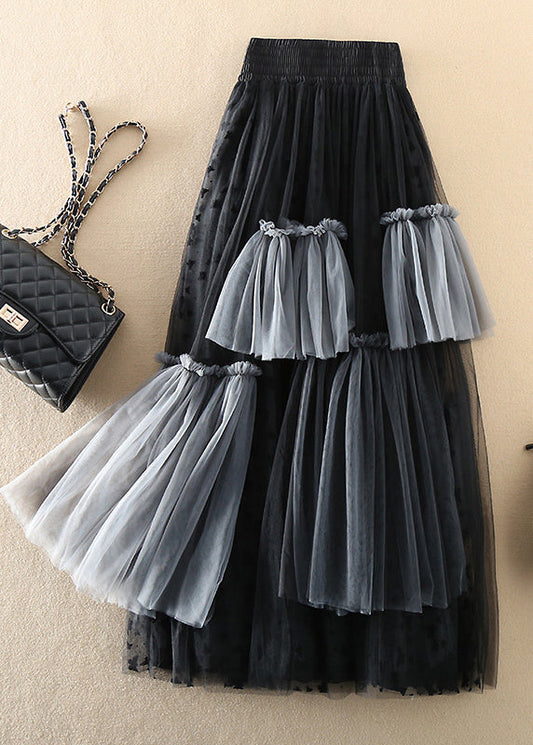 Boho Khaki Asymmetrischer Print Tüllröcke Frühling