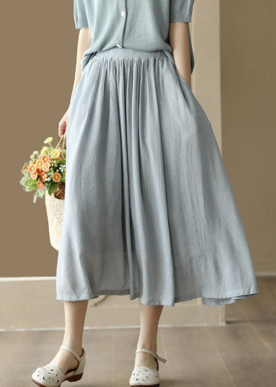 Boho Hellblaue Faltentaschen Patchwork Baumwollröcke Sommer