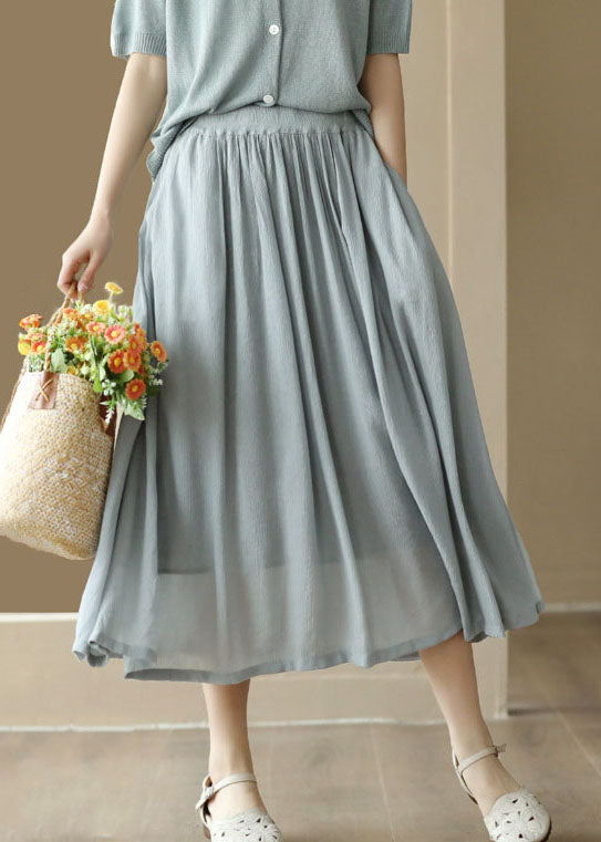 Boho Hellblaue Faltentaschen Patchwork Baumwollröcke Sommer