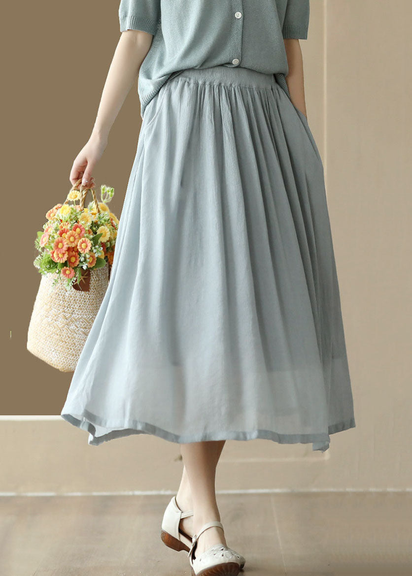 Boho Hellblaue Faltentaschen Patchwork Baumwollröcke Sommer