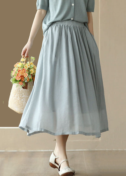 Boho Hellblaue Faltentaschen Patchwork Baumwollröcke Sommer