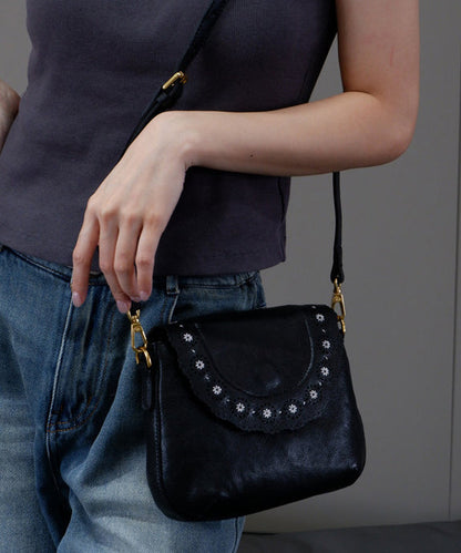 Boho Orange Embroidery Leather Cross-body Bag