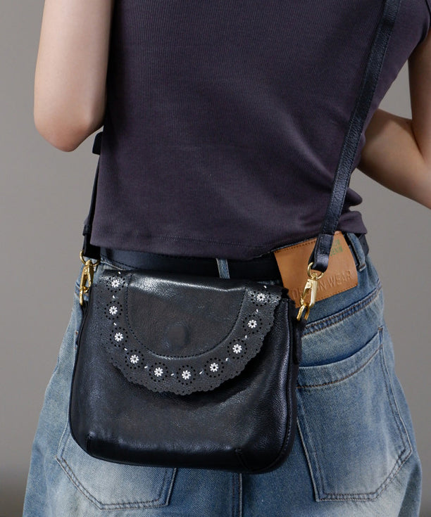 Boho Orange Embroidery Leather Cross-body Bag