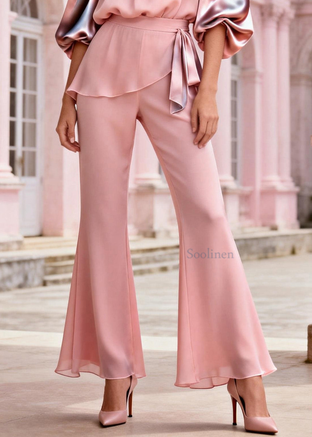 Boho Pink Slash Neck Patchwork Silk Two Piece Suit Set Summer