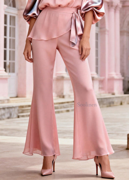 Boho Pink Slash Neck Patchwork Silk Two Piece Suit Set Summer