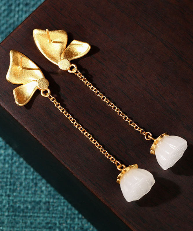 Boho Lila Antike Gold Emaille Jade Schmetterling Tropfen Ohrringe