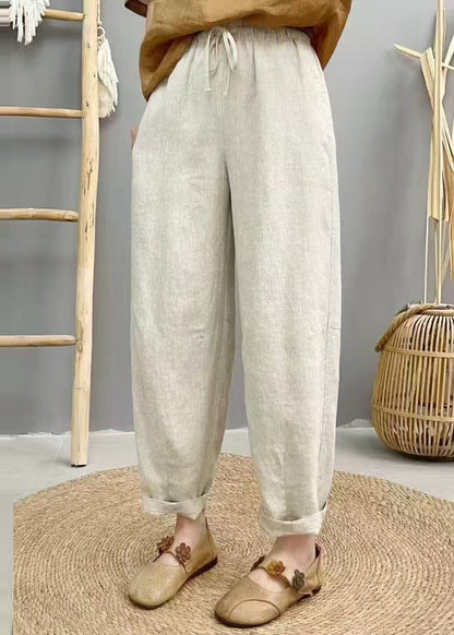 Boho Purple Oversized Elastic Waist Linen Harem Pants Summer