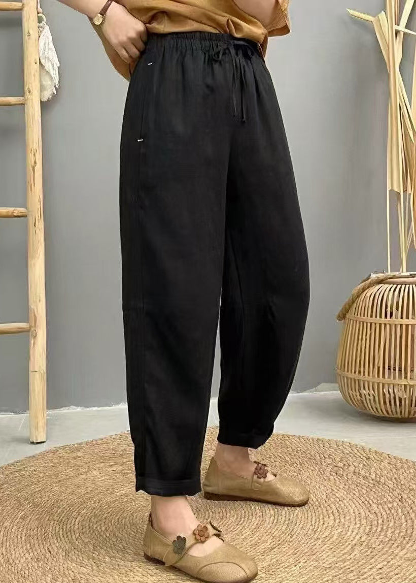 Boho Purple Oversized Elastic Waist Linen Harem Pants Summer