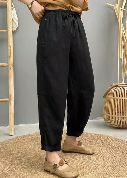 Boho Purple Oversized Elastic Waist Linen Harem Pants Summer