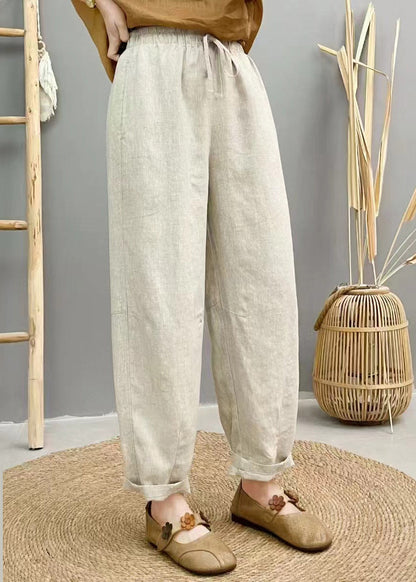 Boho Purple Oversized Elastic Waist Linen Harem Pants Summer