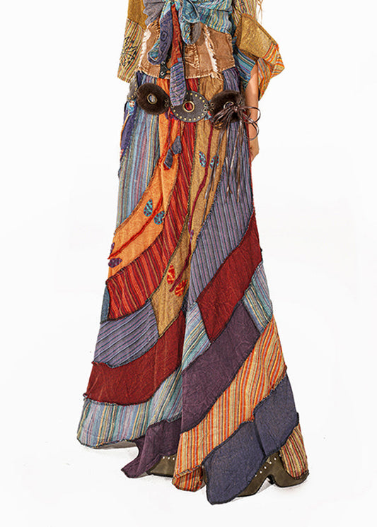 Boho Rainbow Asymmetrical Print A Line Skirts