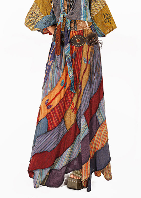 Boho Rainbow Asymmetrical Print A Line Skirts