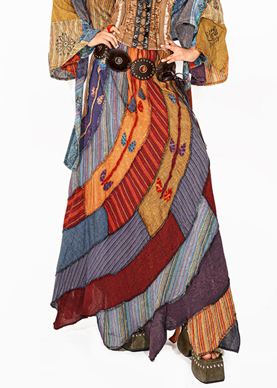 Boho Rainbow Asymmetrical Print A Line Skirts