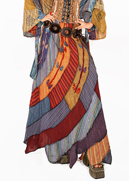 Boho Rainbow Asymmetrical Print A Line Skirts