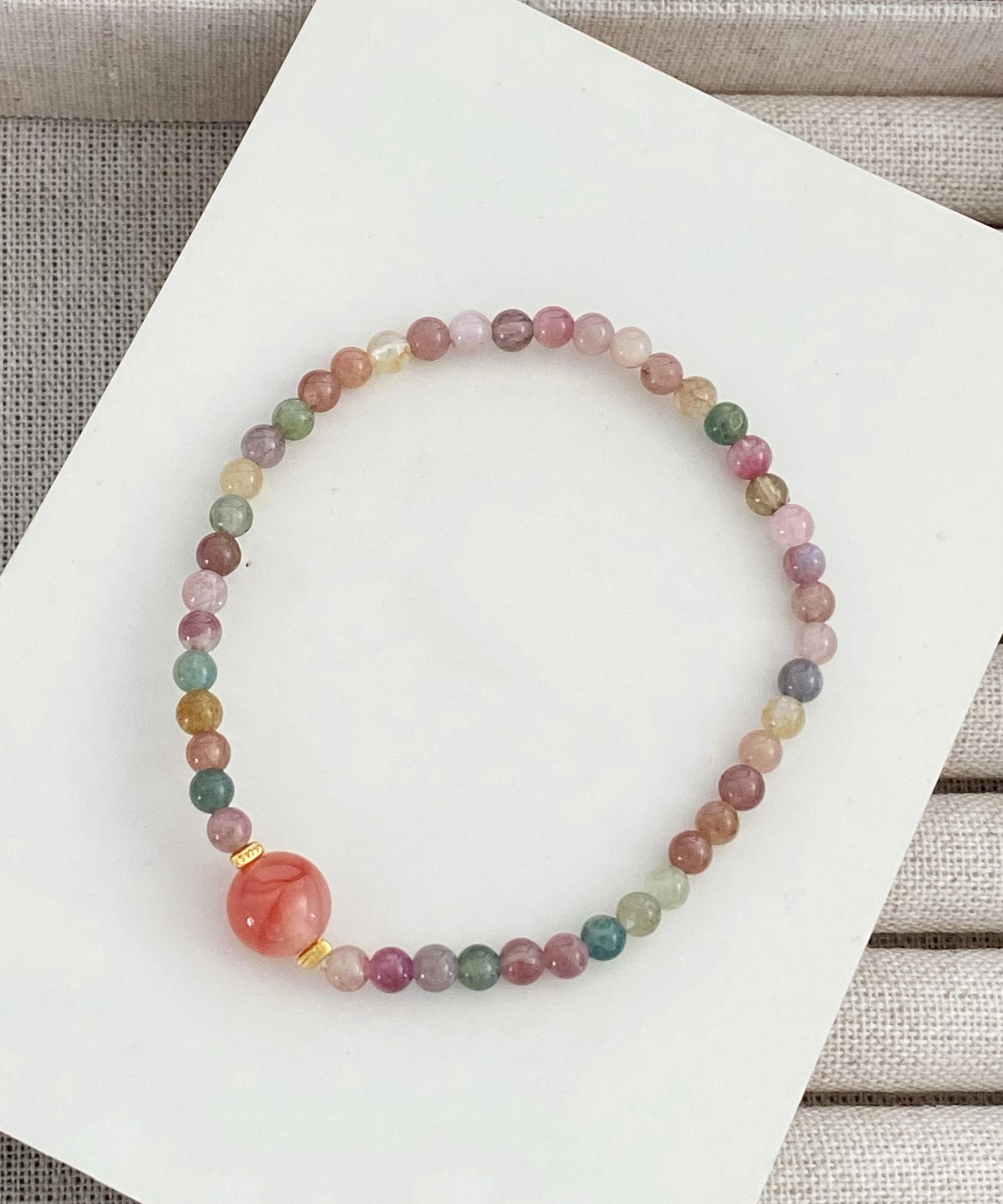 Pulsera de cadena de cuentas tejida a mano con arcoíris bohemio