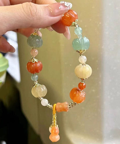 Boho Regenbogen Jade Kürbis Gourd Perlen Charm Armband