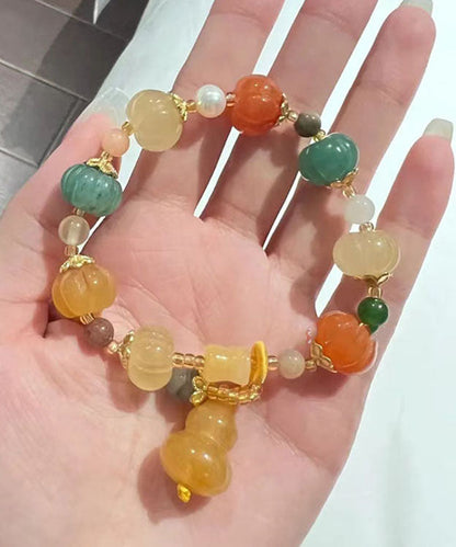 Boho Regenbogen Jade Kürbis Gourd Perlen Charm Armband