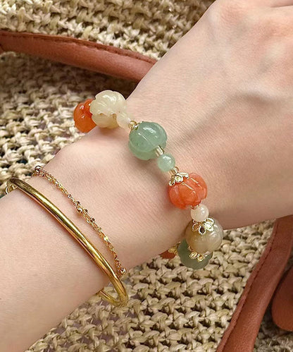 Boho Regenbogen Jade Kürbis Gourd Perlen Charm Armband