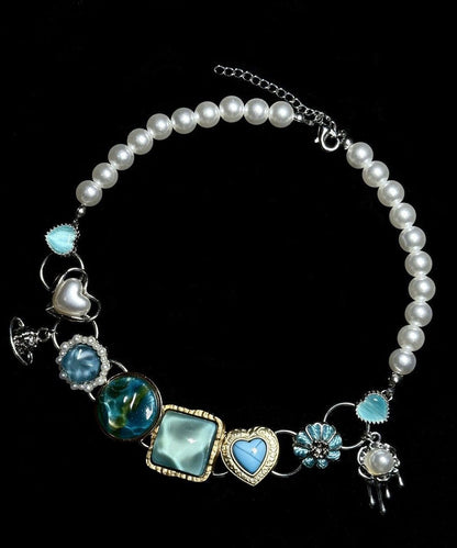 Boho Rainbow Stainless Steel Pearl Collar Necklace