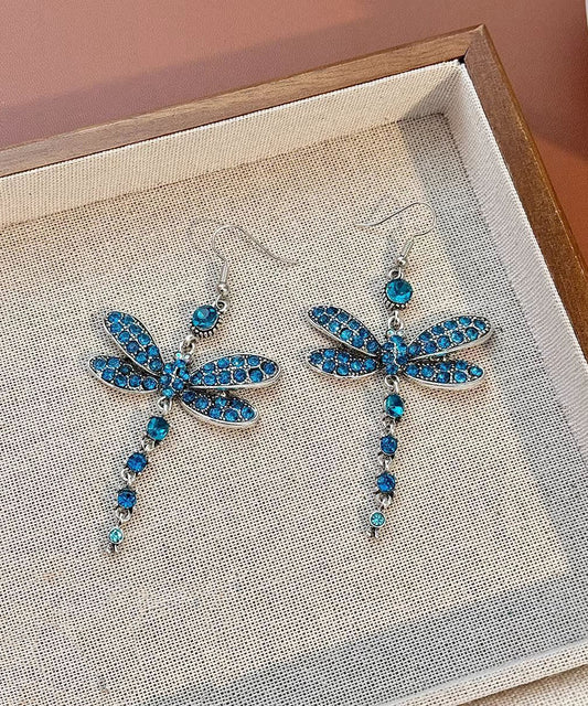 Boho Red Alloy Zircon Dragonfly Drop Earrings