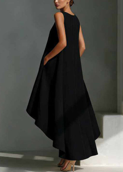 Boho Red O-Neck Asymmetrical Patchwork Long Dress Sleeveless