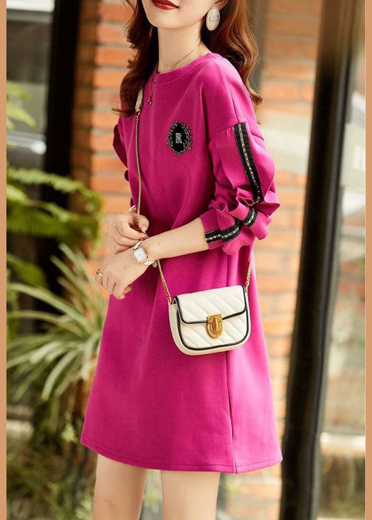 Boho Rose Rüschen Mode Patchwork Baumwolle Kleid Frühling