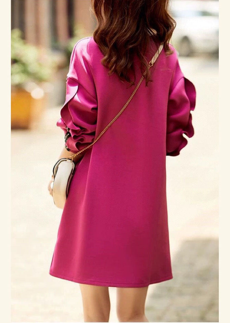 Boho Rose Rüschen Mode Patchwork Baumwolle Kleid Frühling