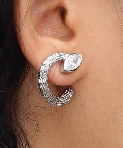 Boho Silk Copper Silver-Plated Hoop Earrings